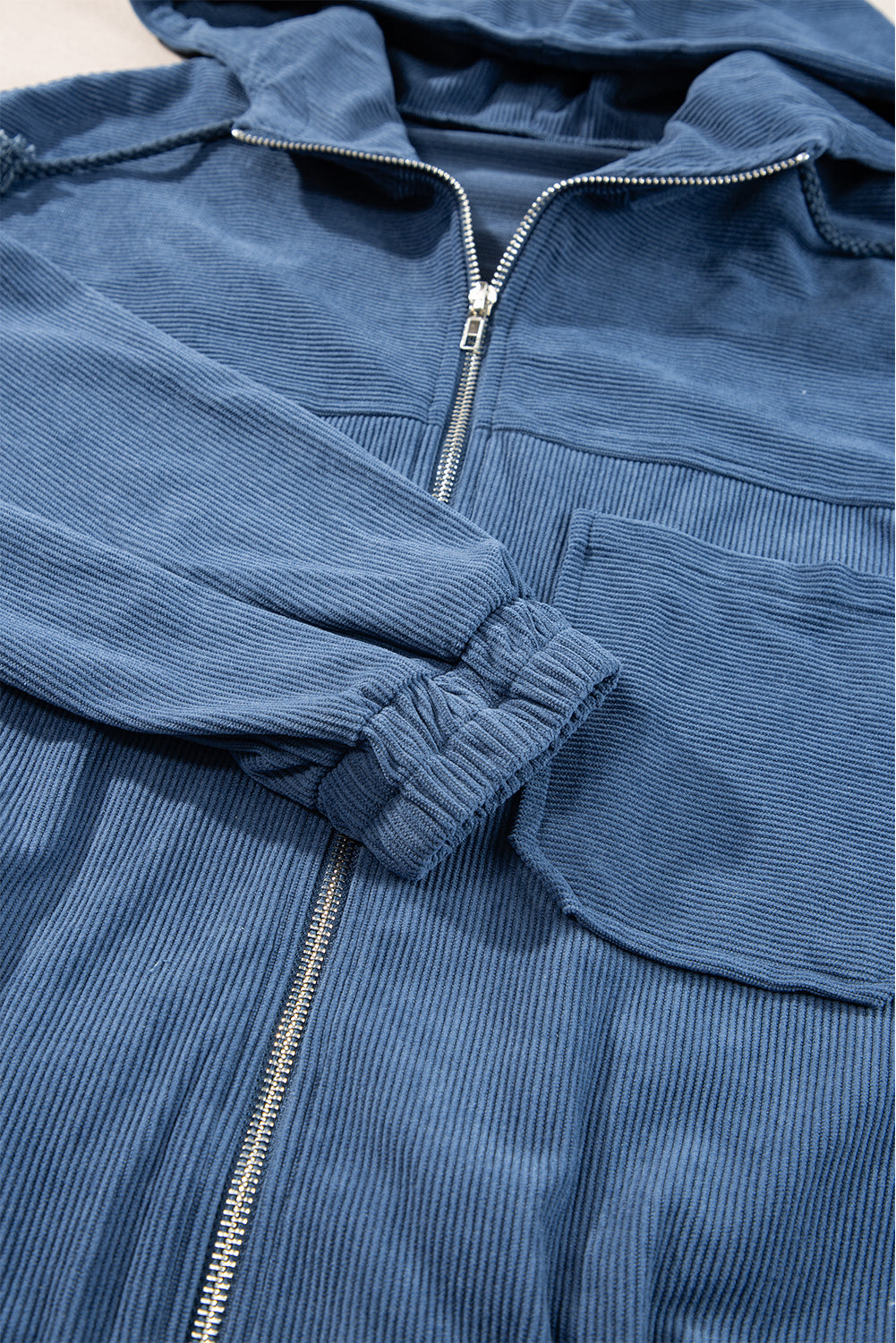 Bluza z Kapturem i Sznurkiem w Kolorze Turkusowym