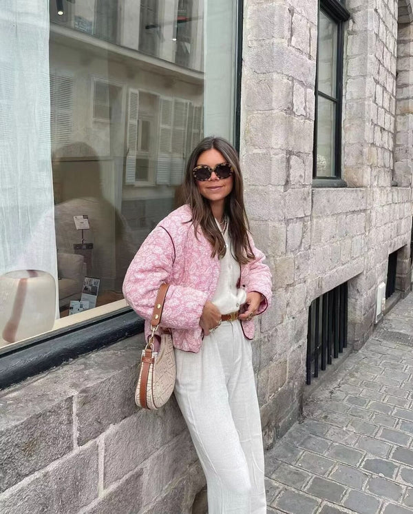 BLOOM – Damska kurtka pikowana w patchworkowym różu