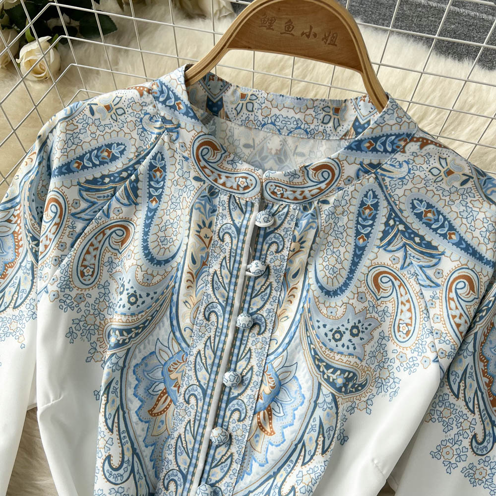 A-line Dress with Floral Pattern and Belt