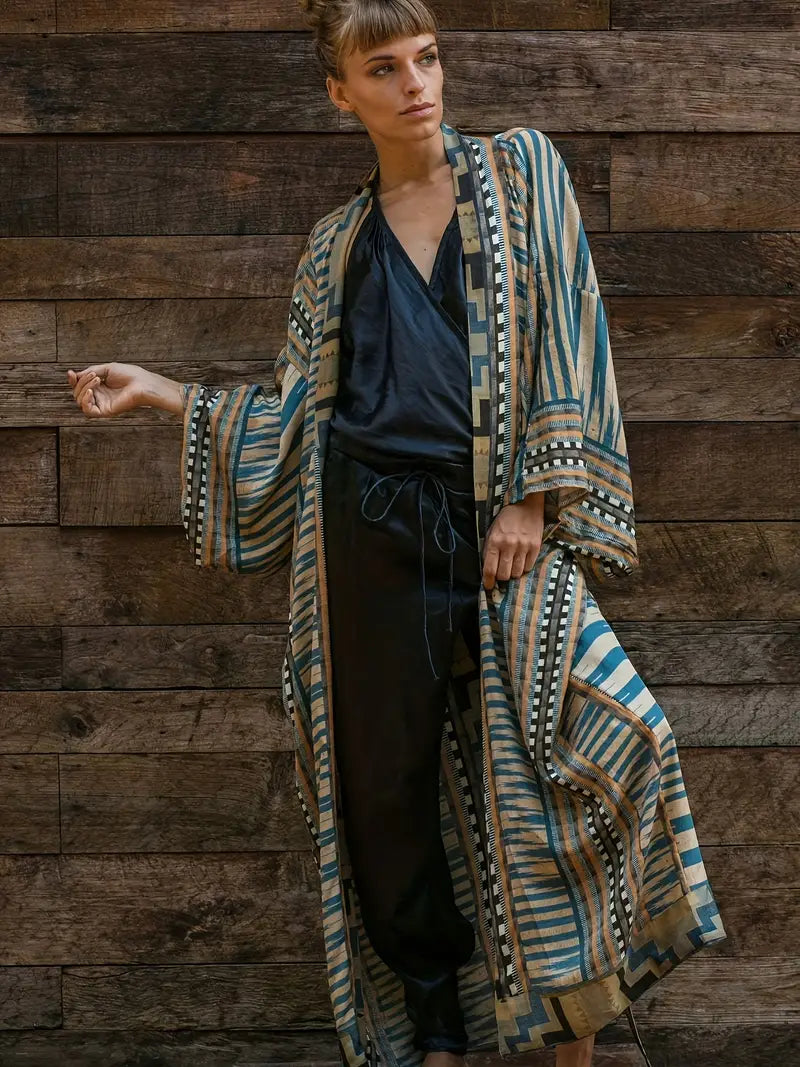 Boho Kimono Plus Size z Regulowanym Paskiem